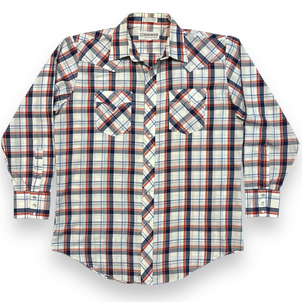 CORRAL WEST RANCHWEAR Plaid Pearl Snap Front Shirt 16.5/34 VINTAGE